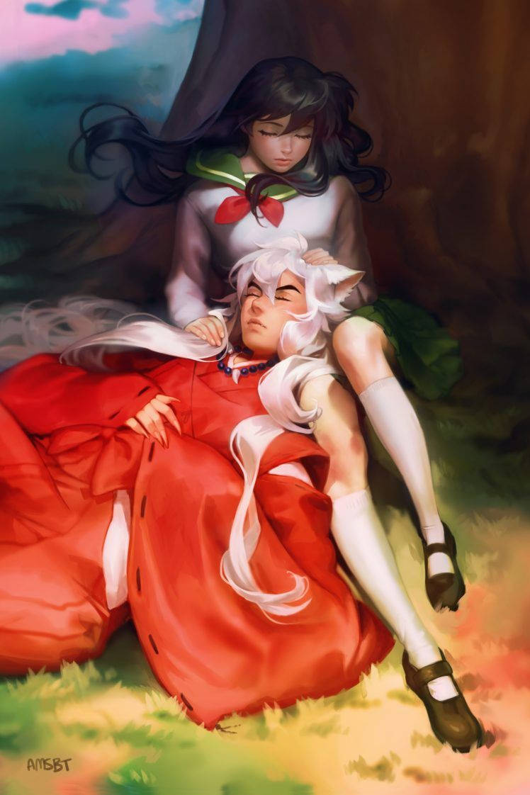 Inuyasha And Kagome Painting Wallpaper