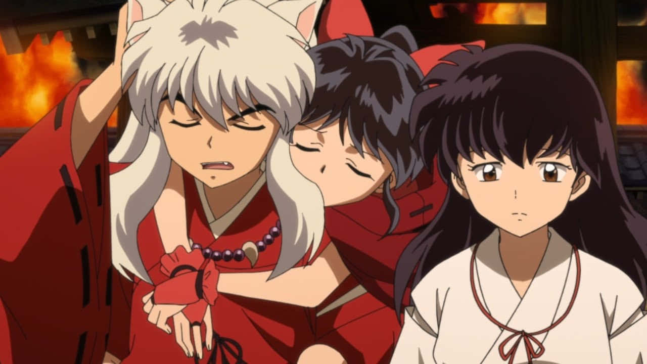 Inuyasha And Kagome's Romantic Moment Wallpaper