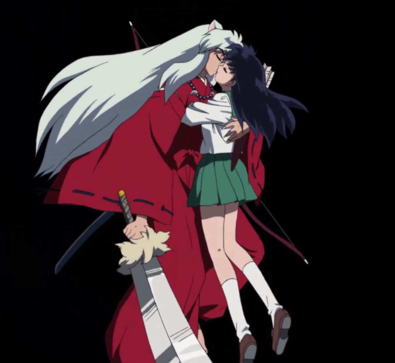 Inuyasha And Kagome Share An Intimate Moment Wallpaper