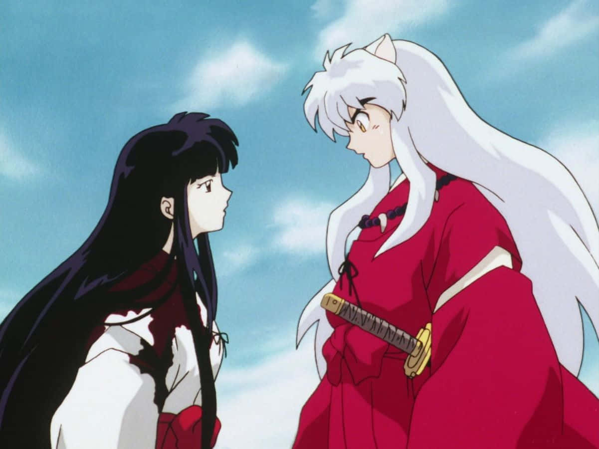 Inuyasha And Kikyo - Embrace Under The Moonlight Wallpaper