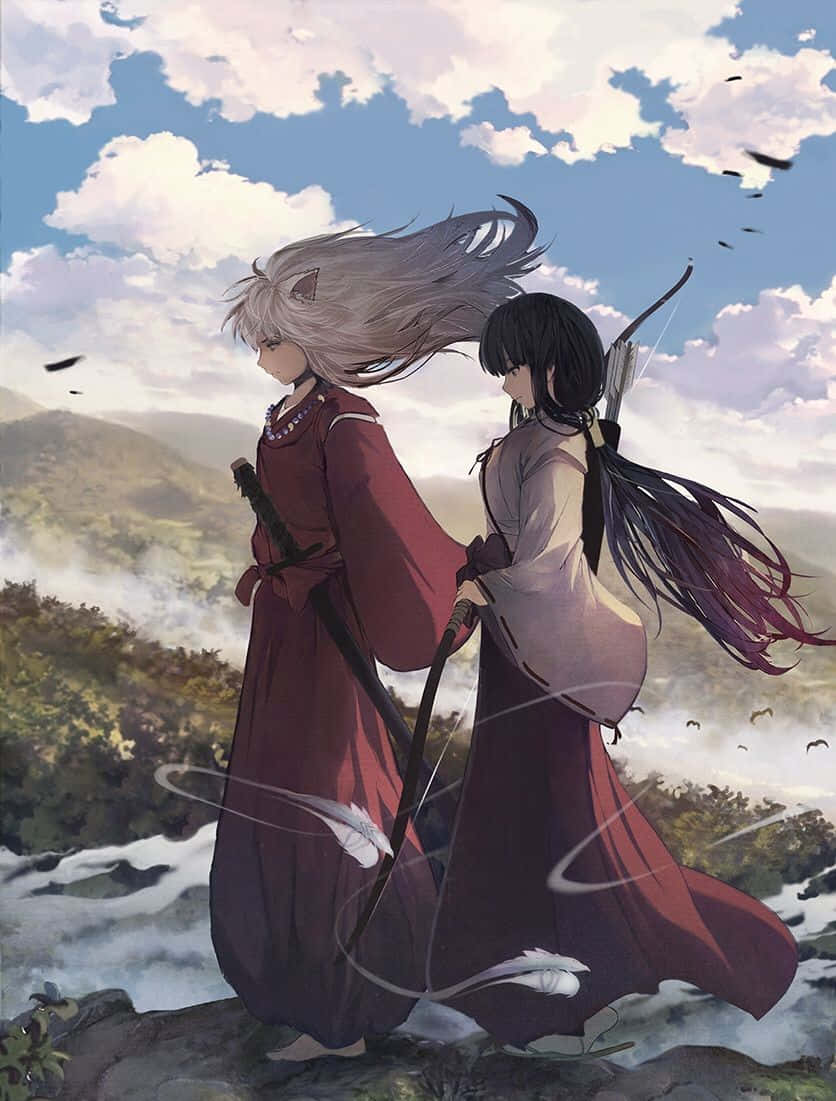 Inuyasha And Kikyo's Embrace Wallpaper