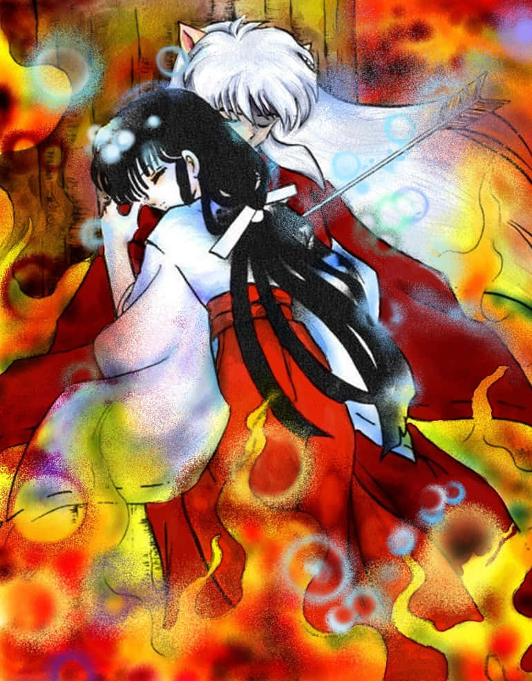 Inuyasha And Kikyo's Emotional Encounter Wallpaper