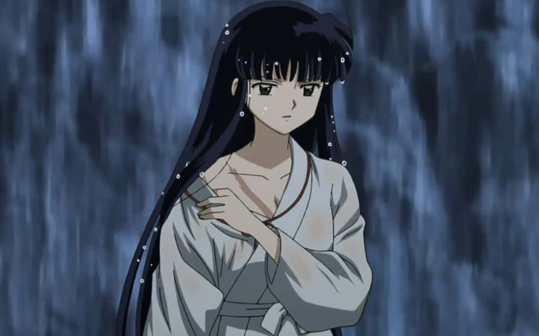 Inuyasha And Kikyo's Emotional Moment In The Moonlight Wallpaper