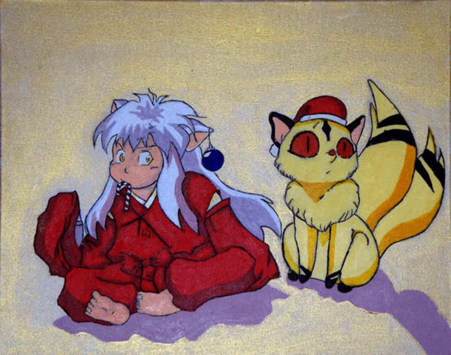 Inuyasha_and_ Kirara_ Relaxing Wallpaper