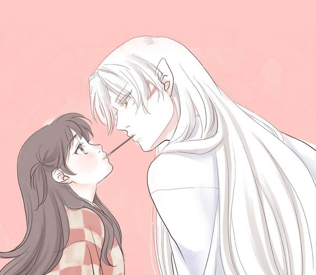 Inuyasha And Rin Bonding In A Serene Moment Wallpaper