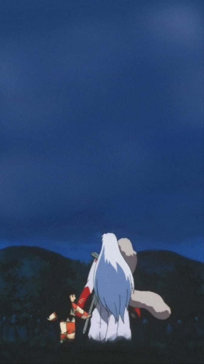 Inuyasha And Rin Sharing A Moment Together Wallpaper