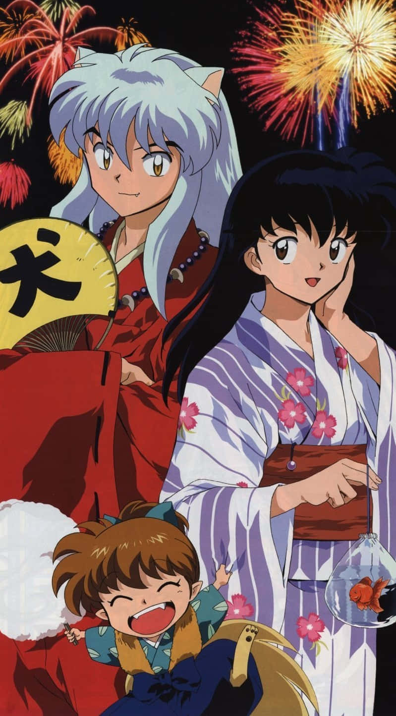 Inuyasha And Shippo Striking A Pose Wallpaper