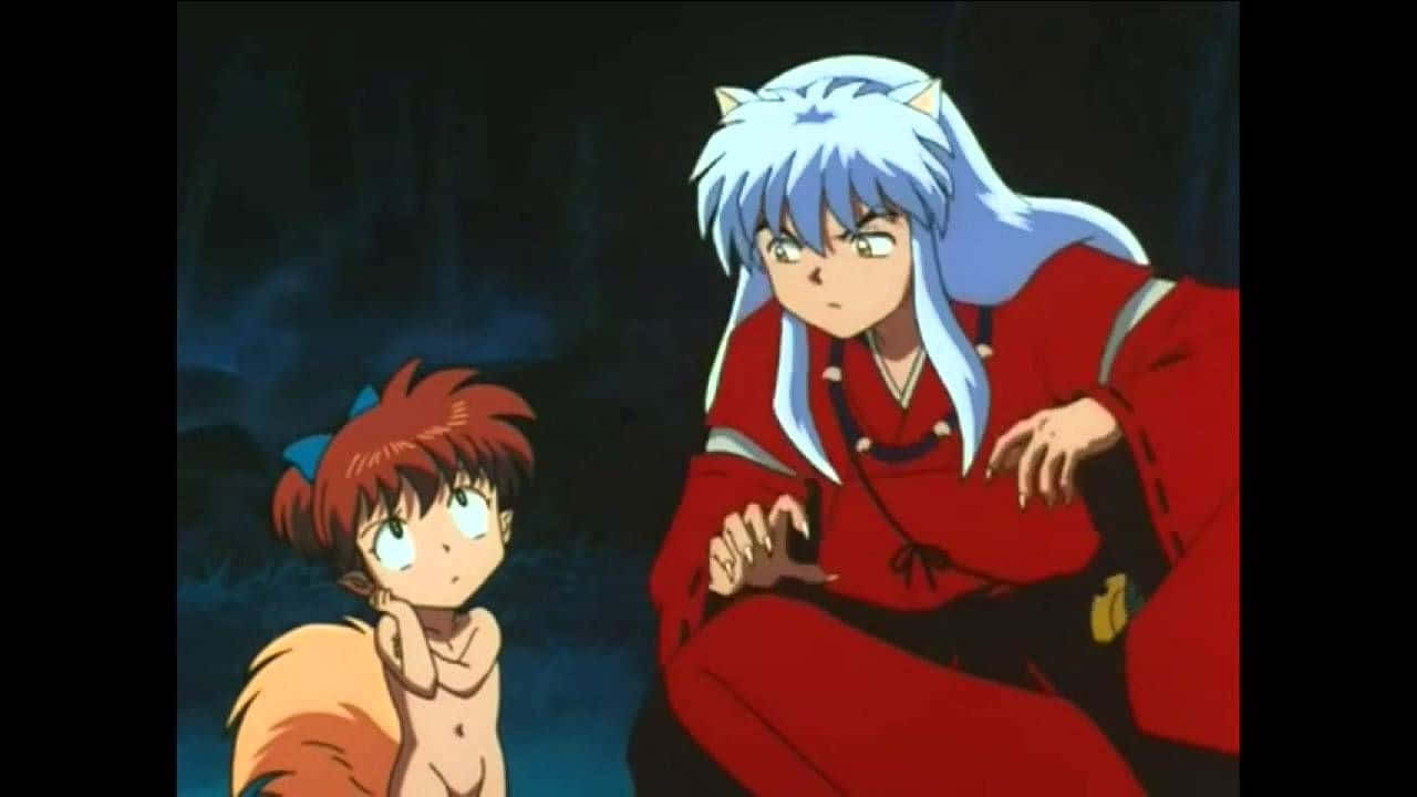 Inuyasha And Shippo Striking A Pose Together Wallpaper