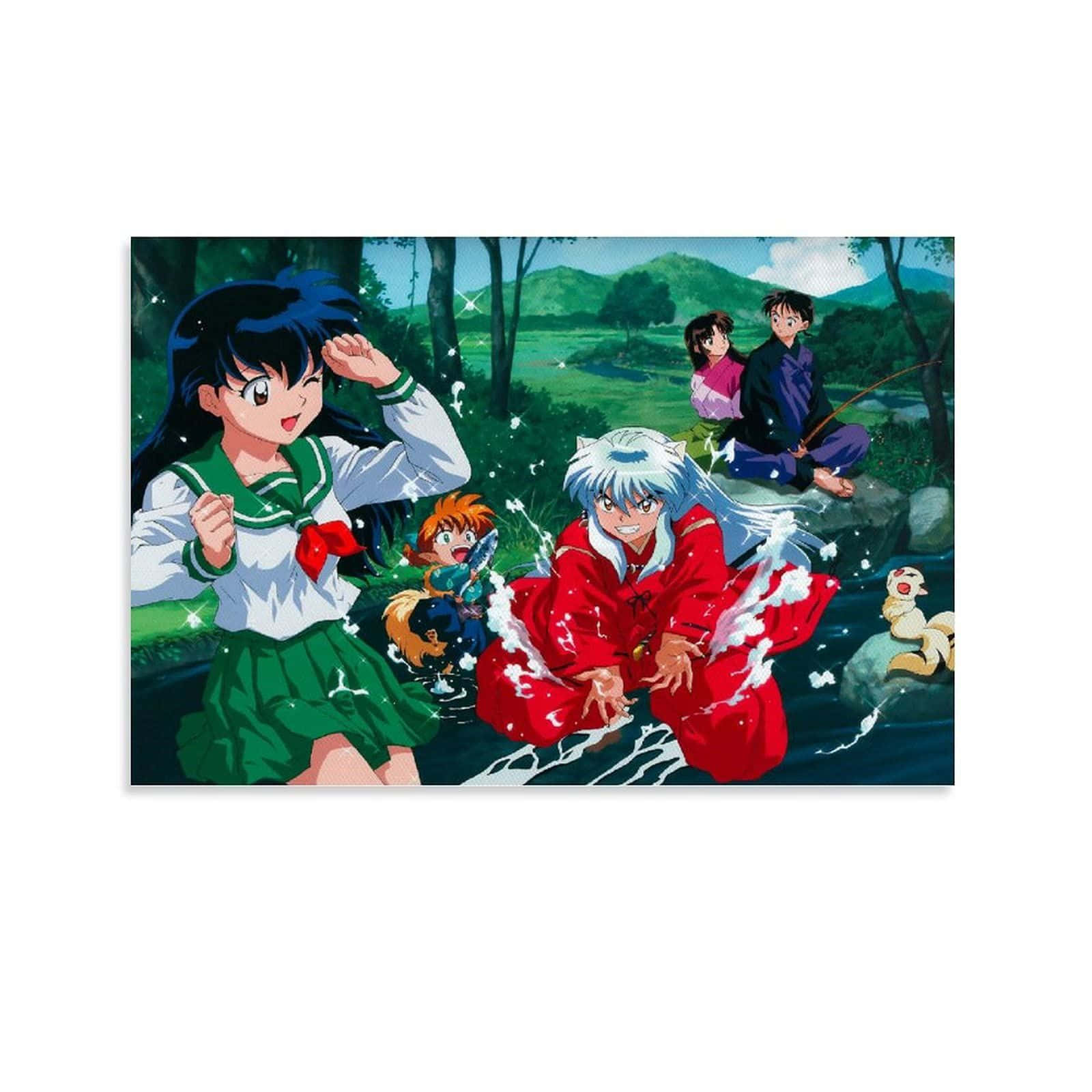 Inuyasha And Shippo Striking A Pose Together Wallpaper