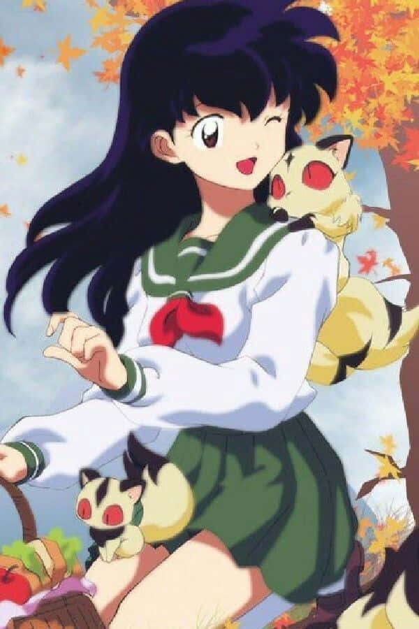 Inuyasha Kagomeand Kirara Fall Backdrop Wallpaper