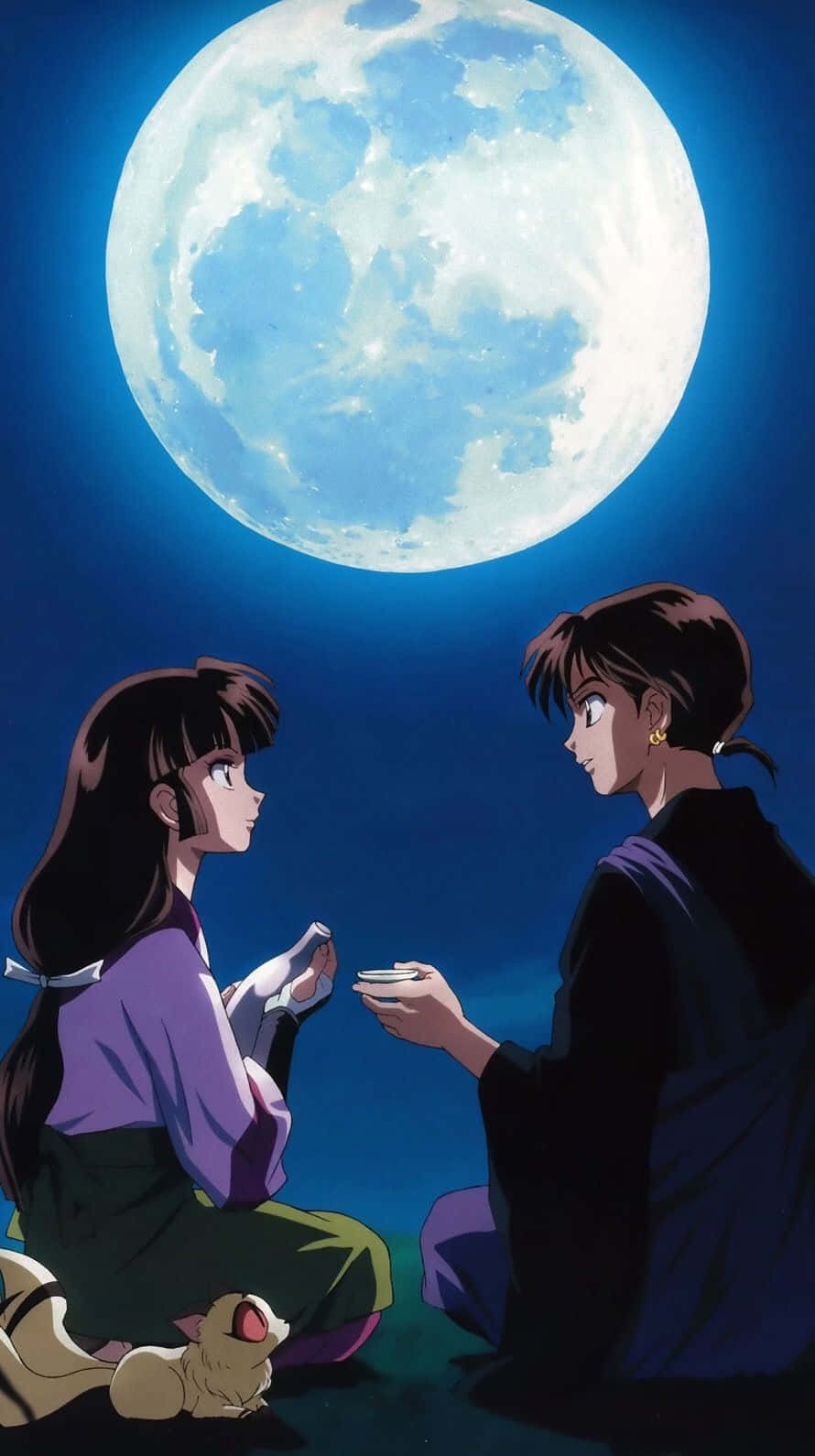 Inuyasha Moonlit Meeting Wallpaper