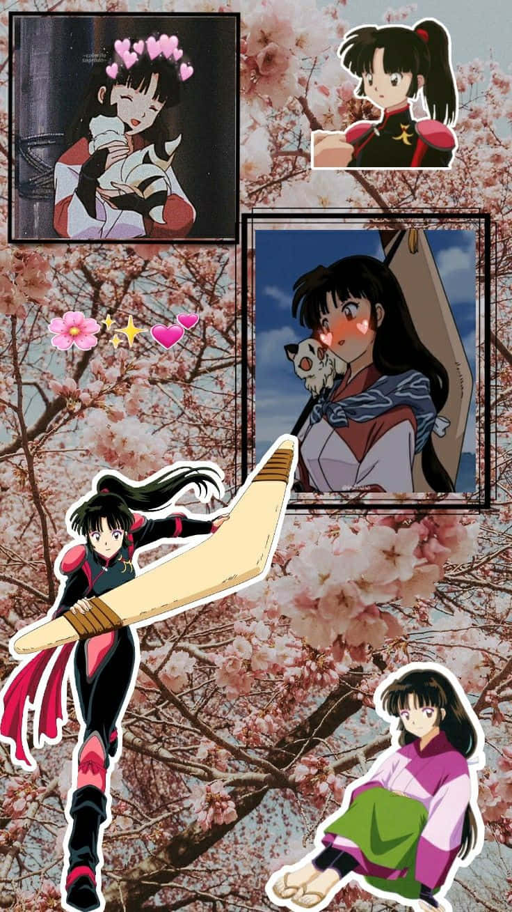 Inuyasha_ Sango_ Collage_ Cherry_ Blossoms Wallpaper