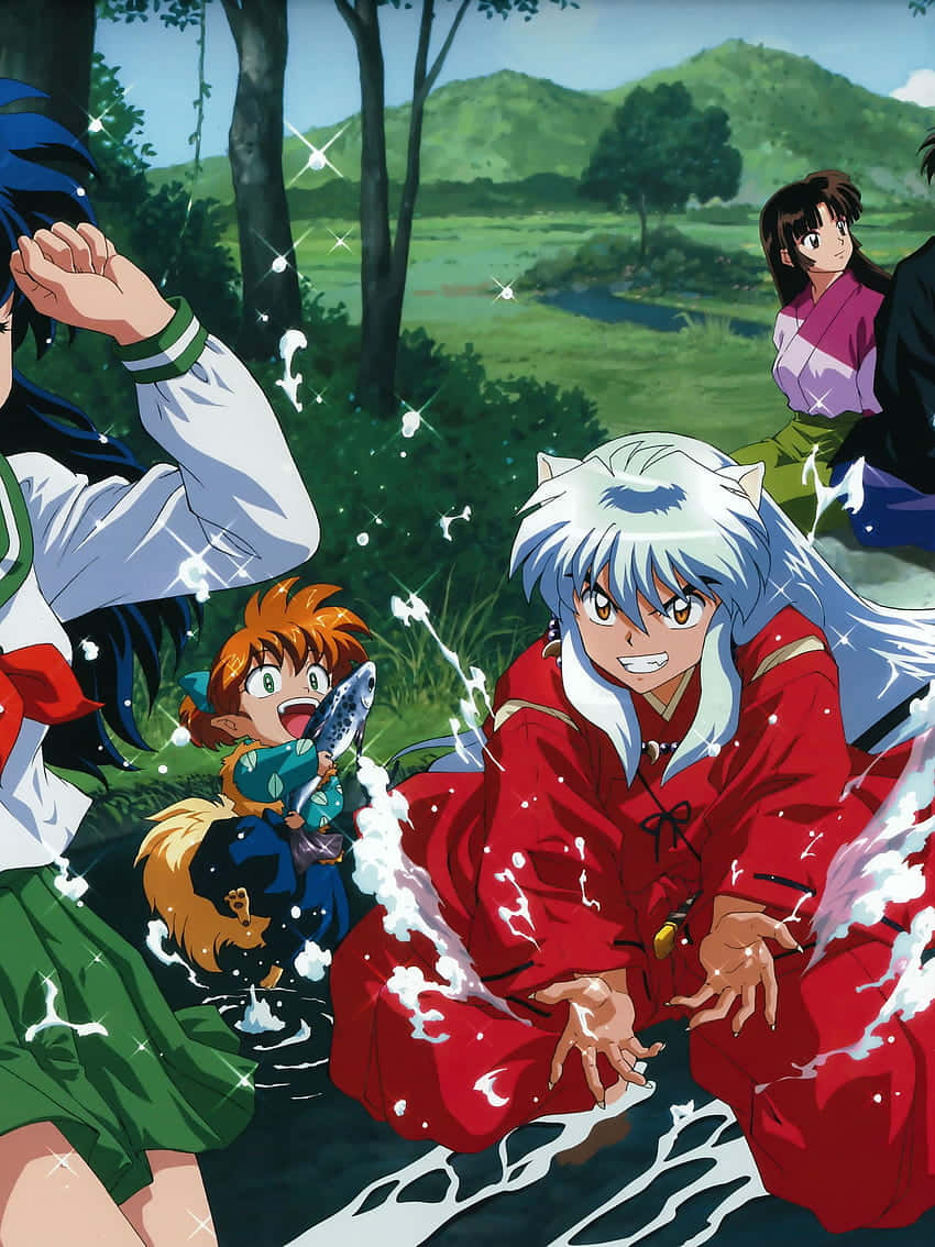 Inuyasha With Friends Phone Wallpaper