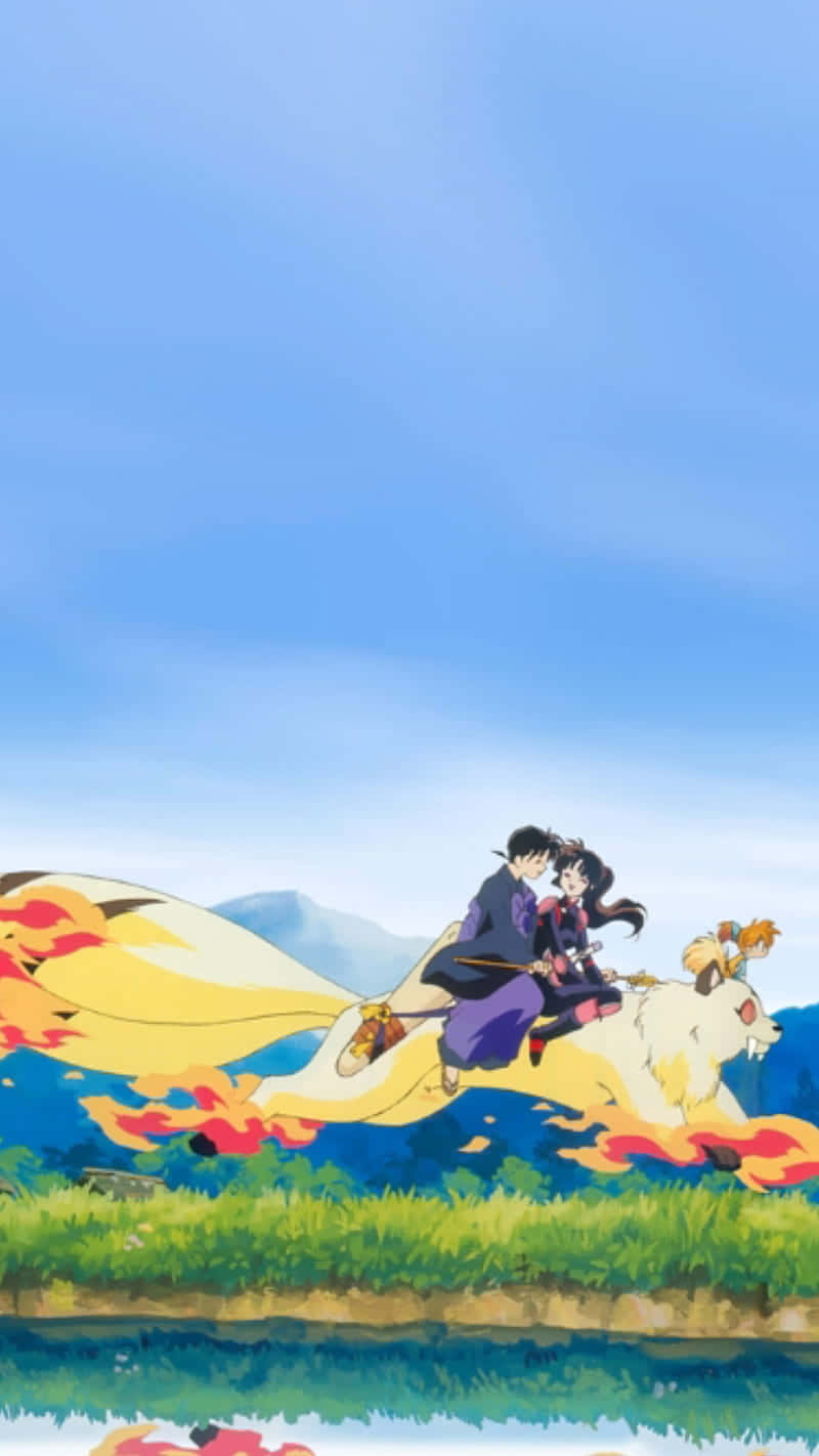 Inuyashaand Kirara Flying Adventure Wallpaper