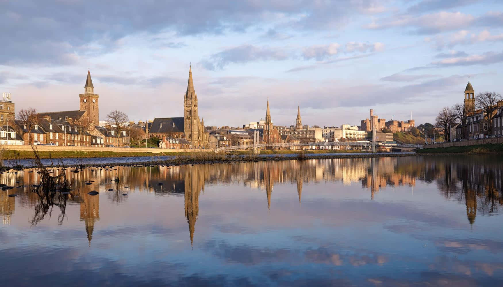 Inverness Scotland River Ness Reflection Wallpaper