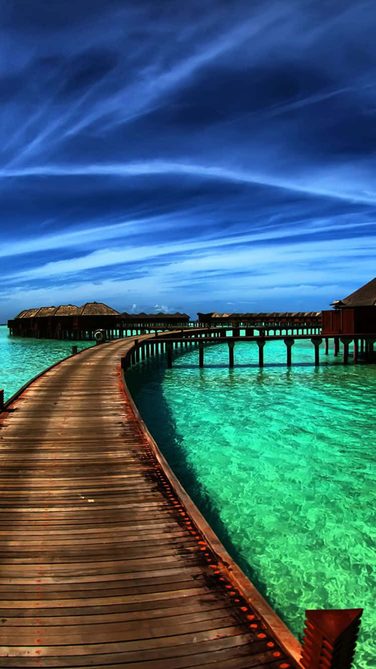 Ios Beach Wooden Bridge Wallpaper