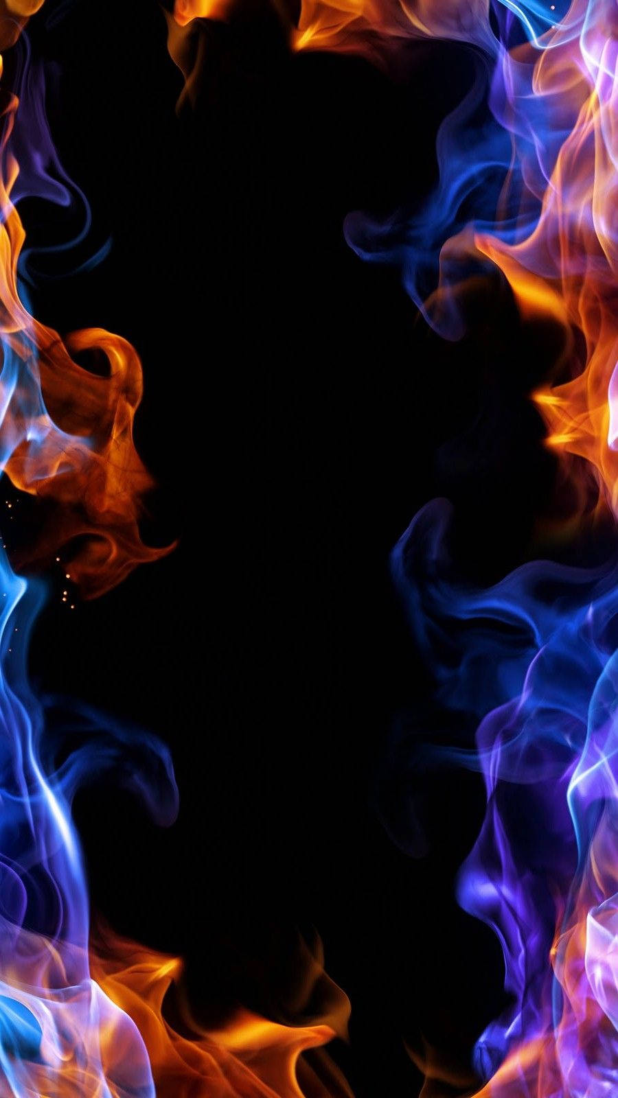 Iphone Blue Orange Fire Border Design Wallpaper