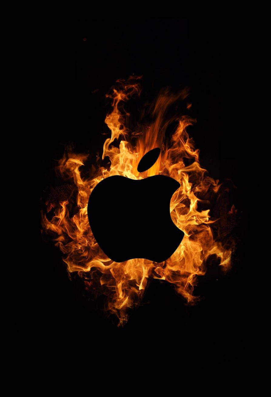 Iphone Logo Fire Design Wallpaper