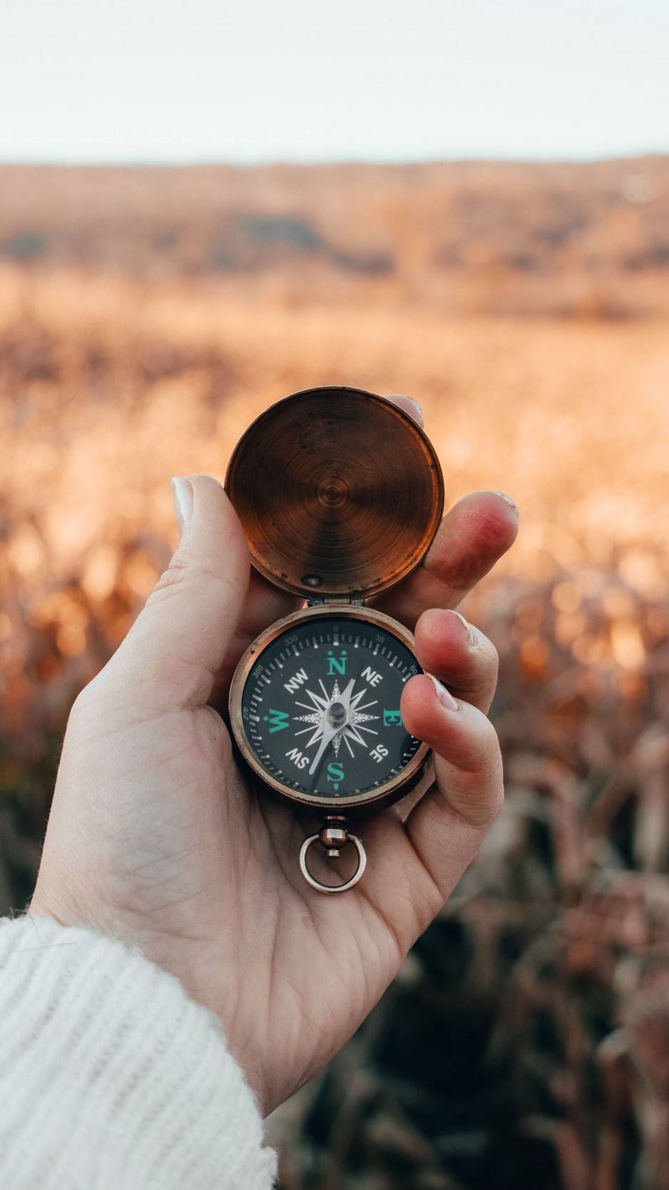 Iphone Travel Compass Bokeh Angle Shot Wallpaper