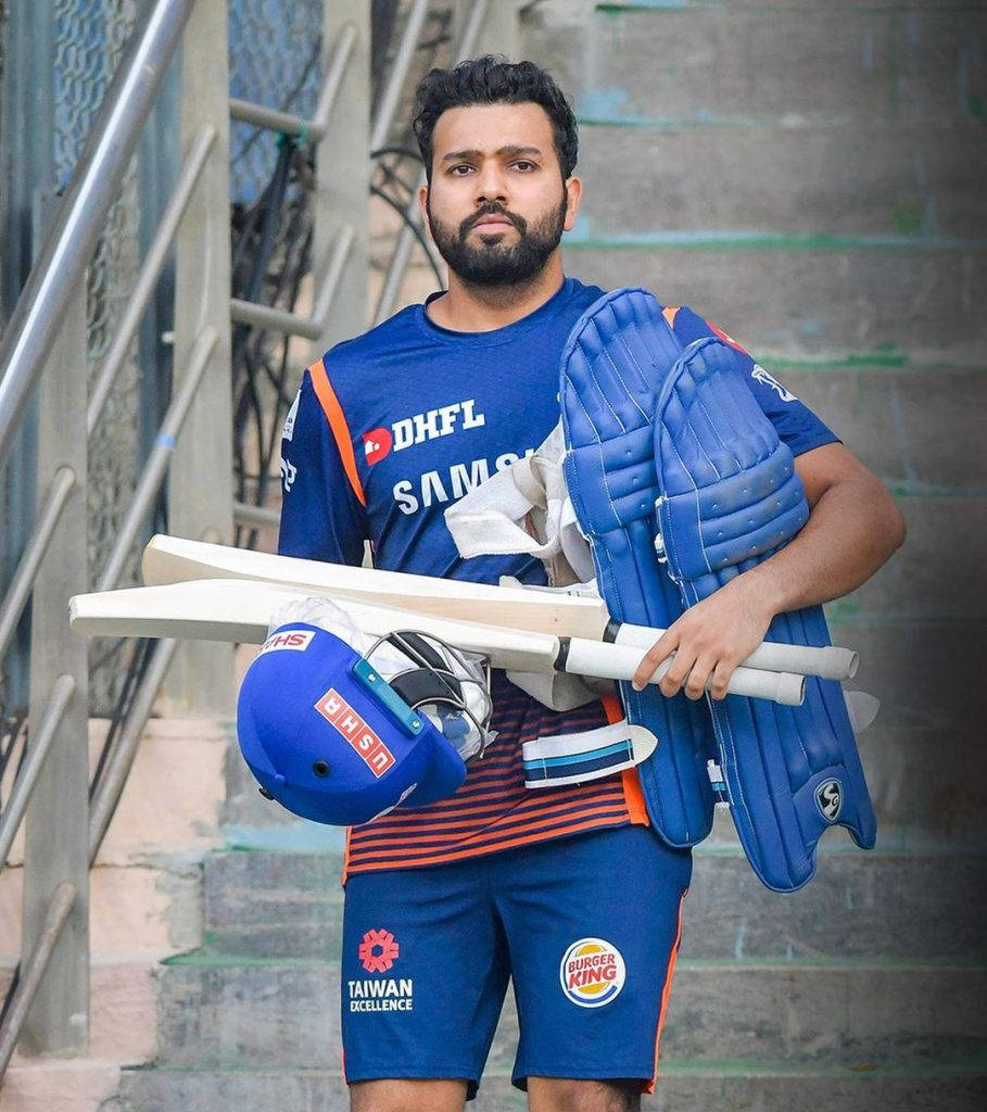 Ipl 2021 Rohit Sharma With Equipment Wallpaper