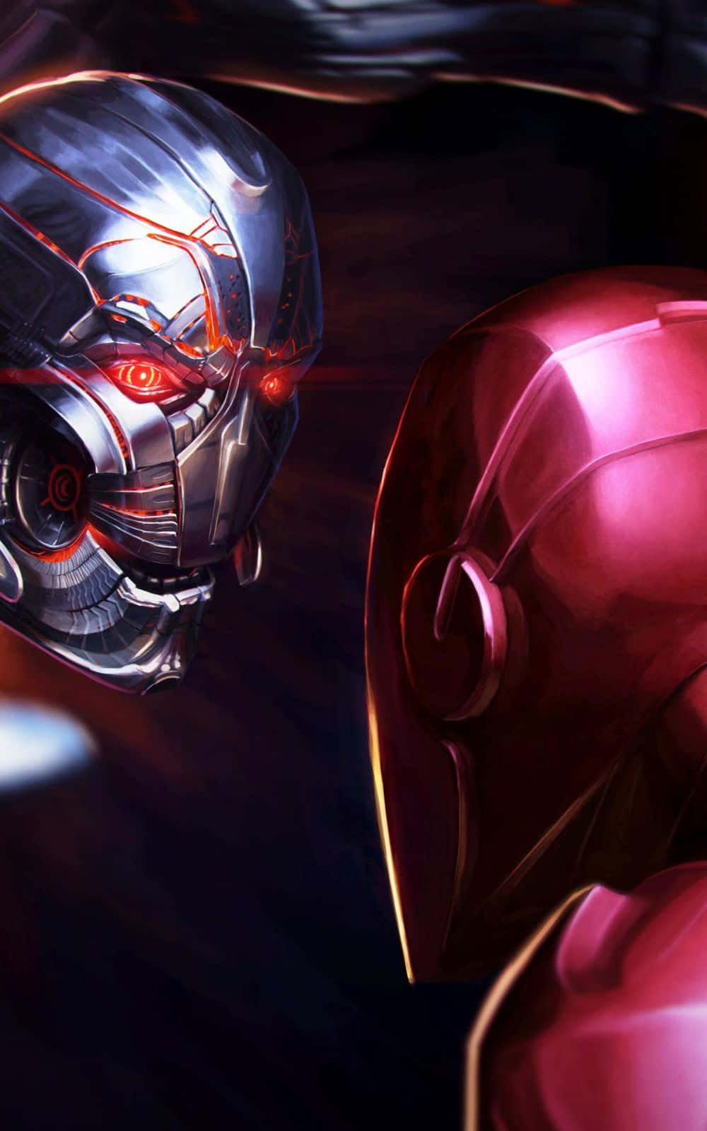 Iron Man And Ultron Clash In Epic Battle Of Man And Machine Wallpaper