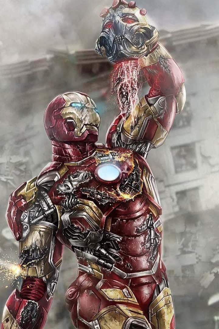 Iron Man Battles Ultron Wallpaper