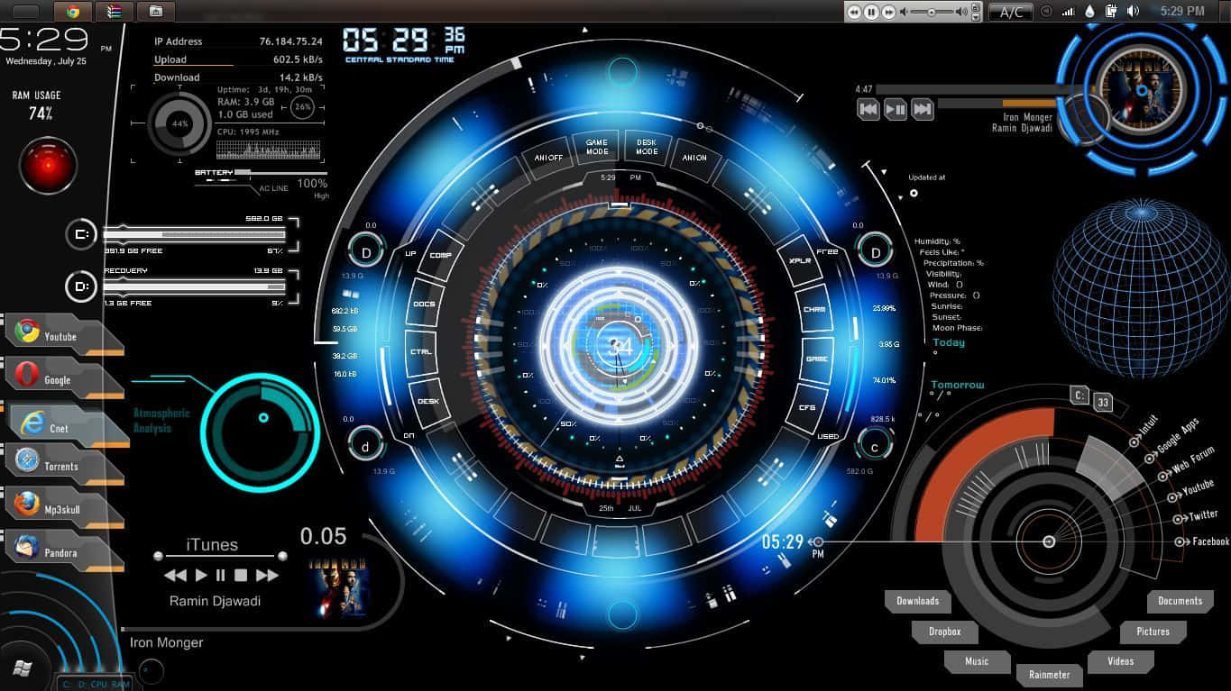 Iron Man Jarvis Desktop Arc Reactor Wallpaper