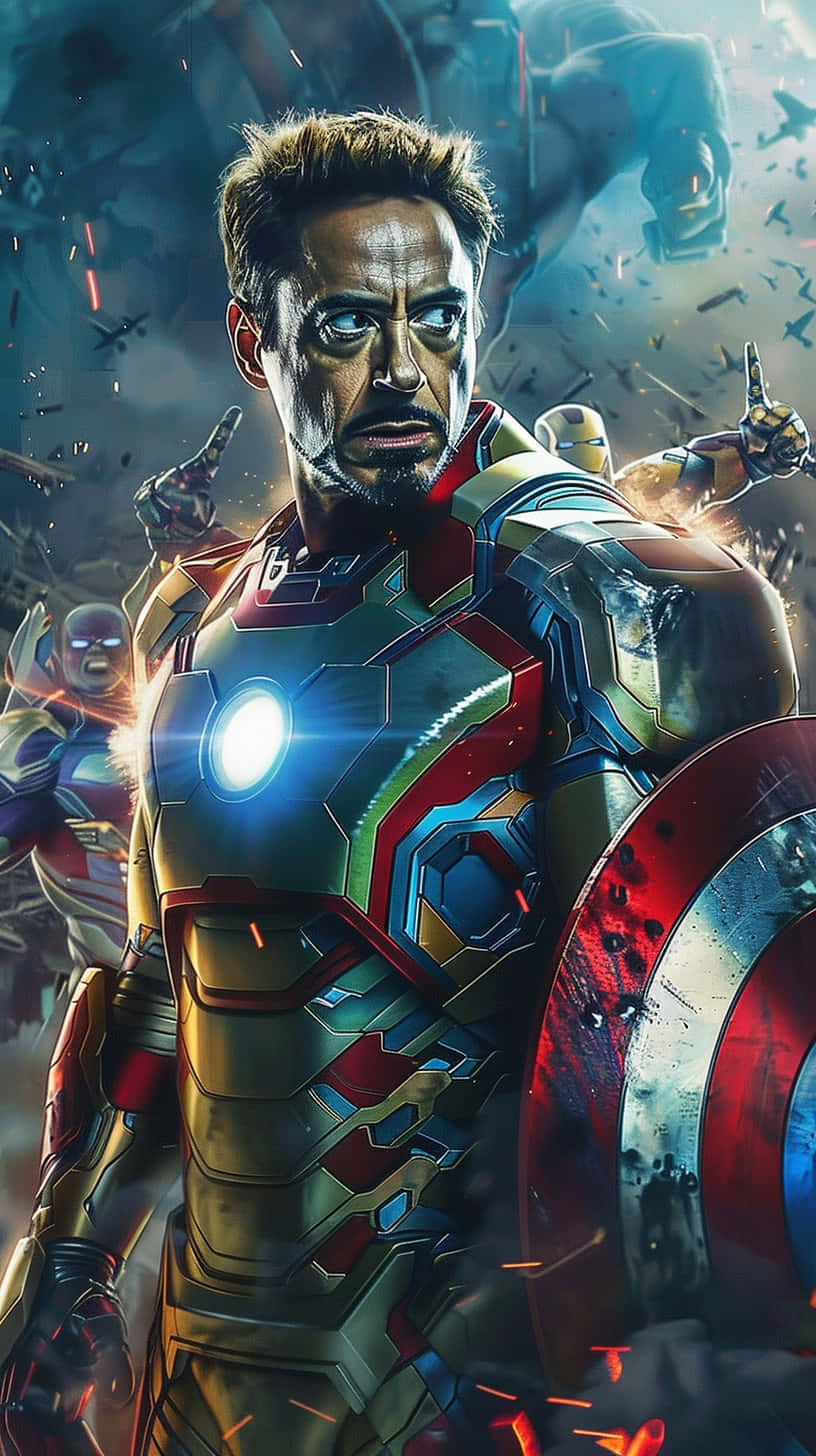 Iron Man Leading Avengers Battle Wallpaper