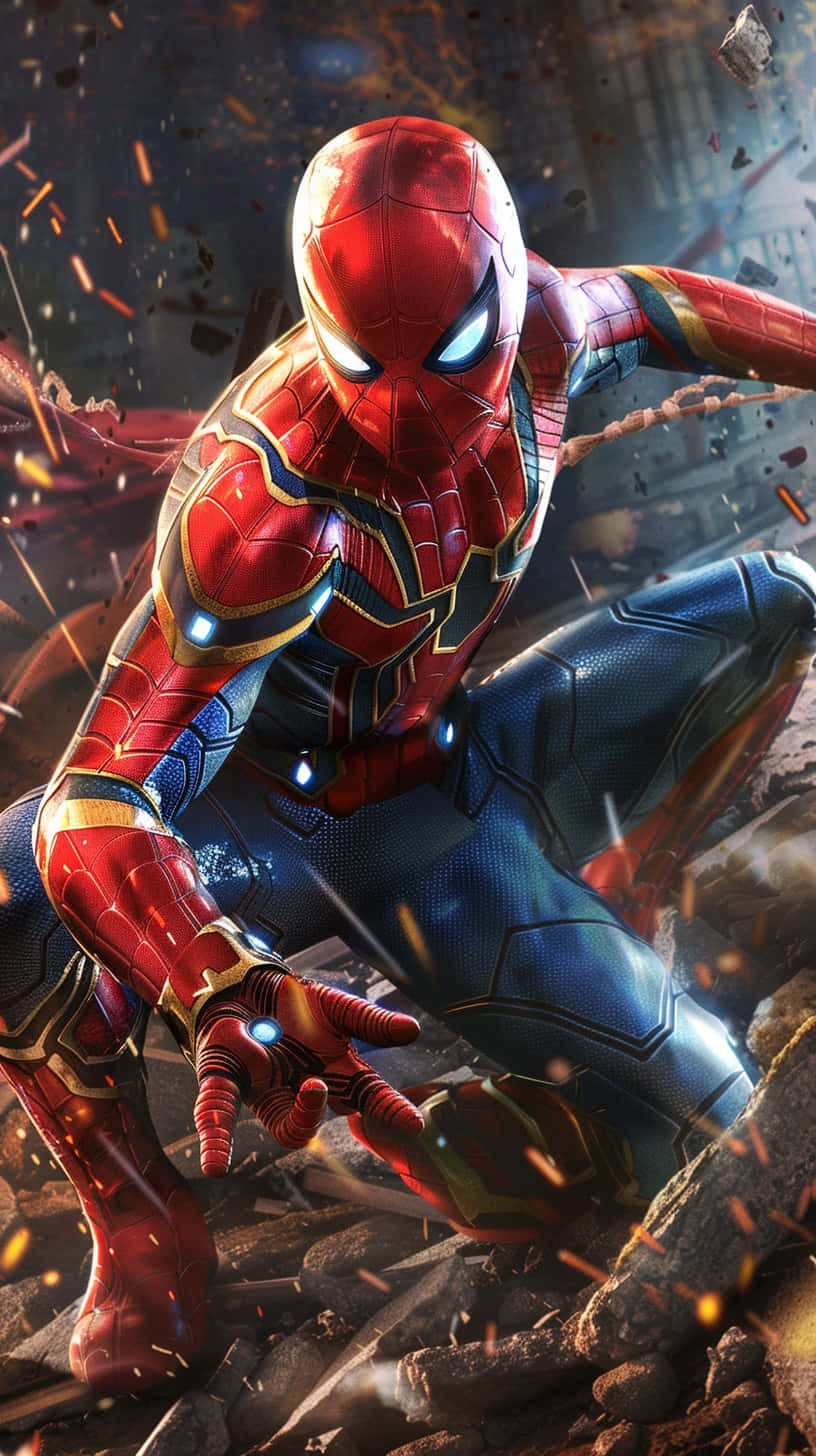 Iron Spiderin Action Wallpaper