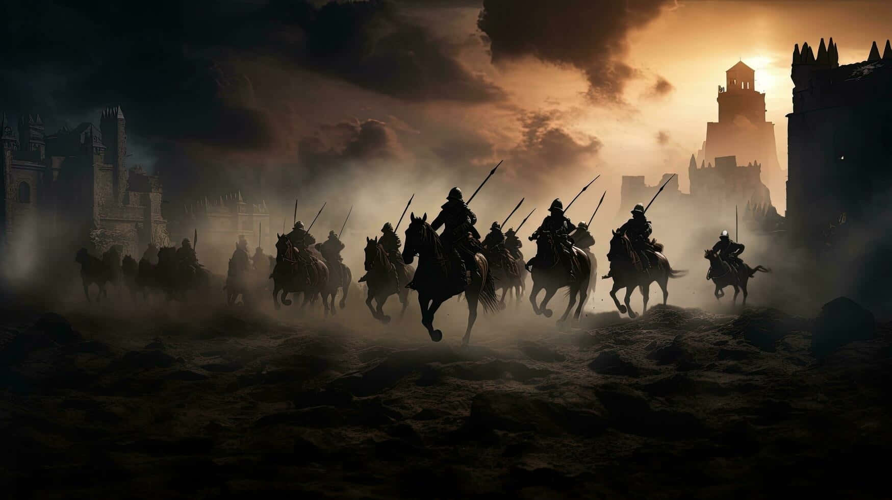 Islamic Warriors Charging Battlefield Wallpaper