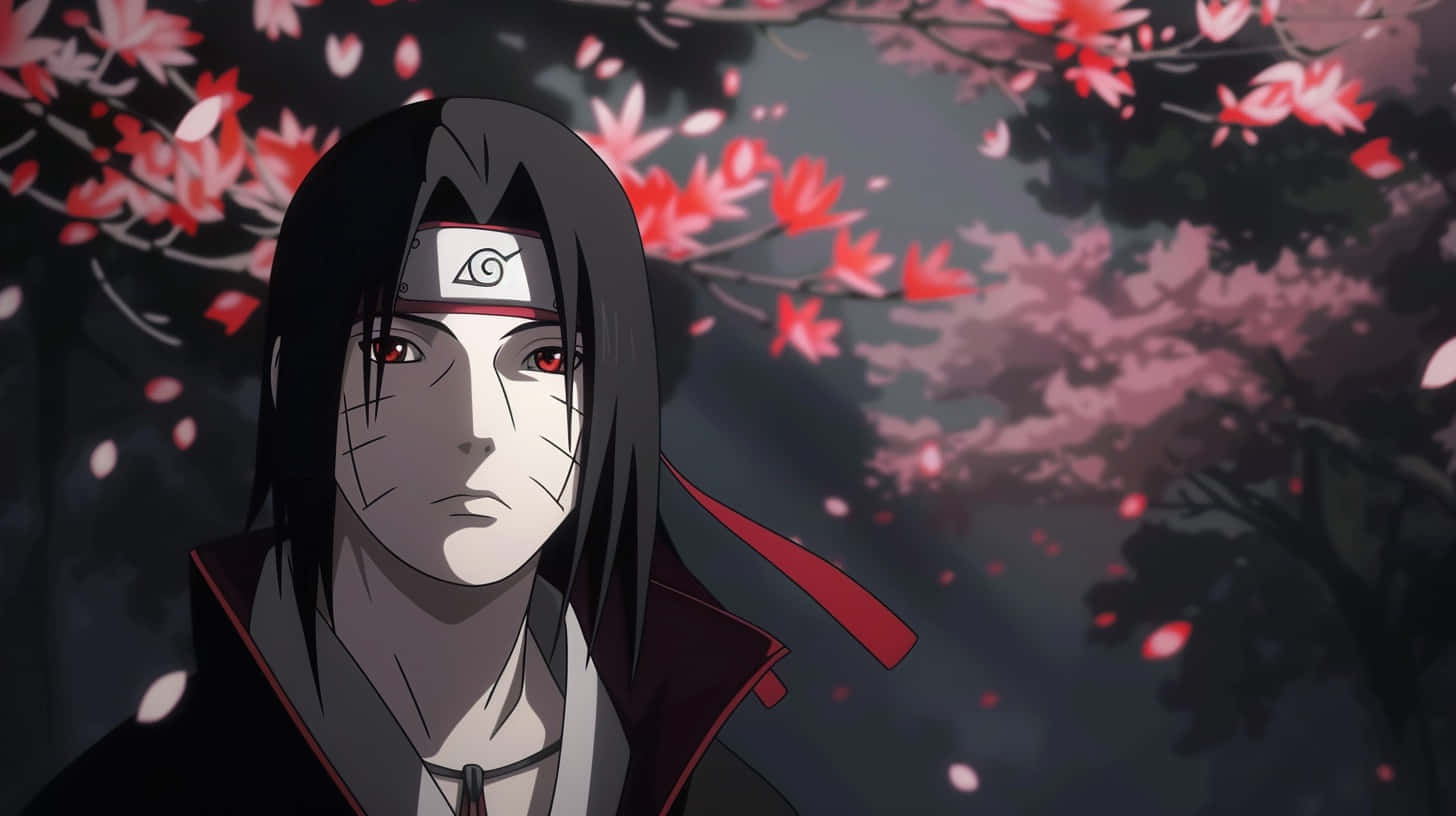 Itachi Uchiha Among Falling Leaves Wallpaper