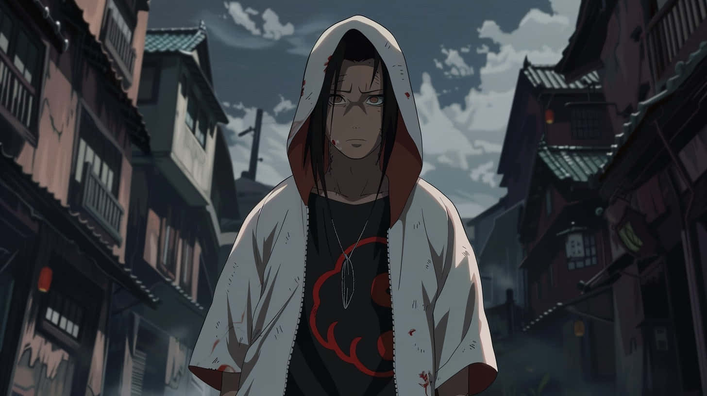 Itachi Uchiha Hooded Figure Anime Scene Wallpaper