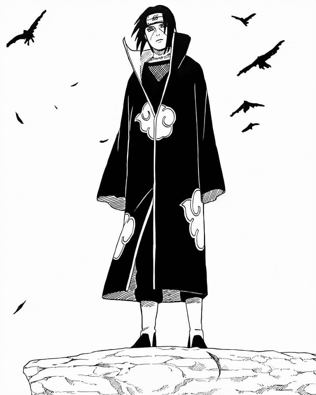 Itachi Uchiha Monochrome Artwork Wallpaper