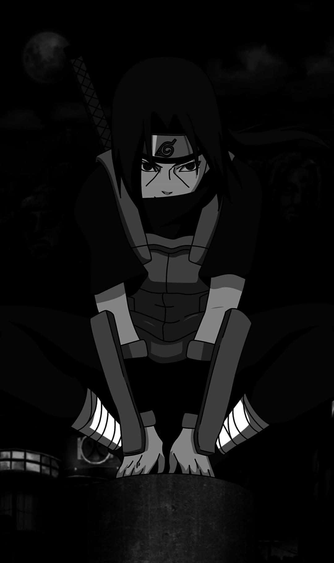 Itachi Uchiha Moonlight Vigil B W Wallpaper