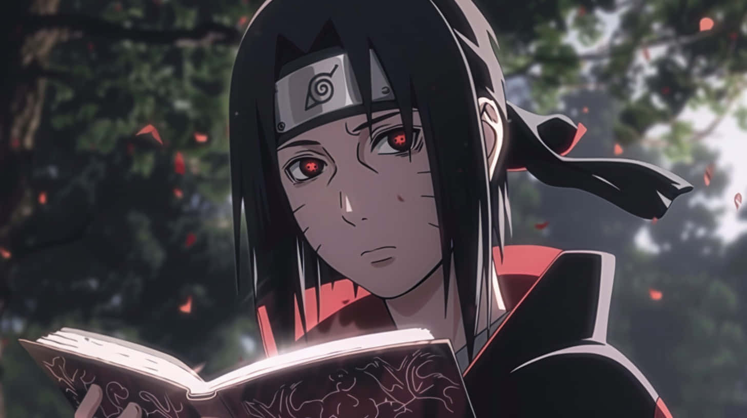 Itachi Uchiha Reading Jutsu Book Wallpaper