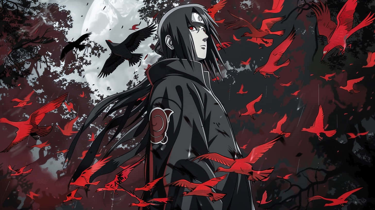 Itachi Uchiha Red Crows Artwork Wallpaper