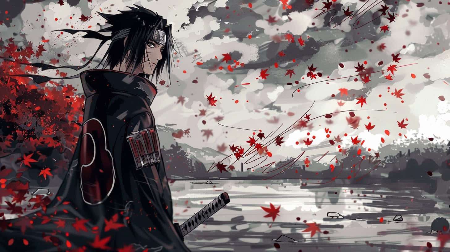 Itachi Uchiha Red Leaves Ambience Wallpaper