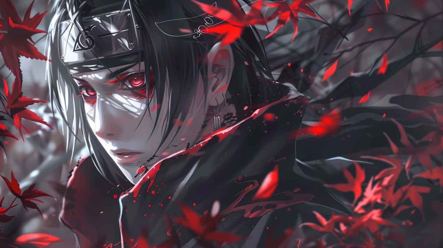 Itachi Uchiha Red Leaves Ambience Wallpaper