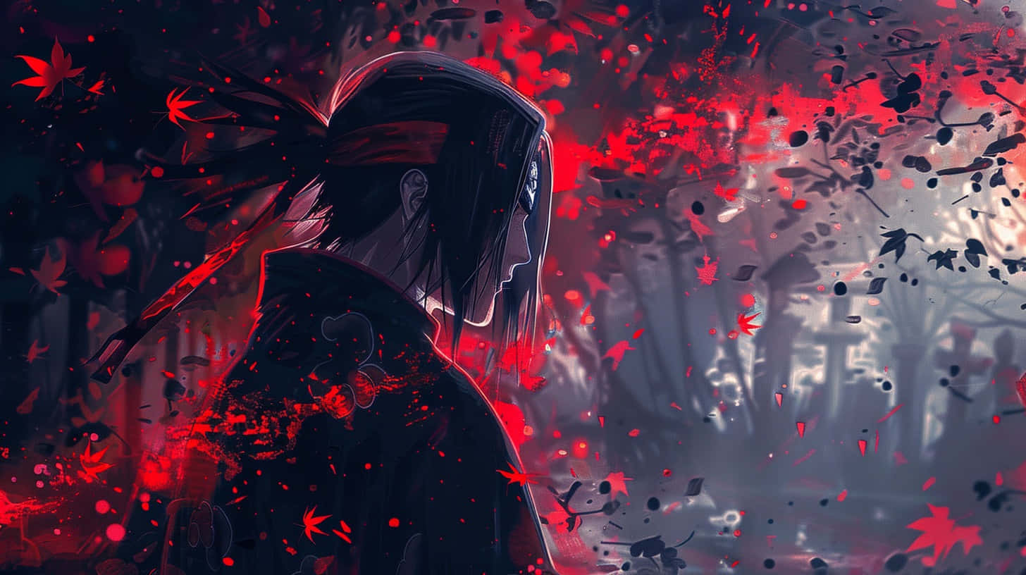 Itachi Uchiha Red Moon Anime Artwork Wallpaper