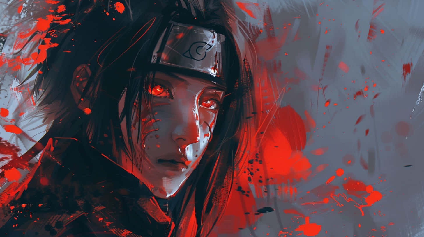 Itachi Uchiha Red Splatter Art Wallpaper