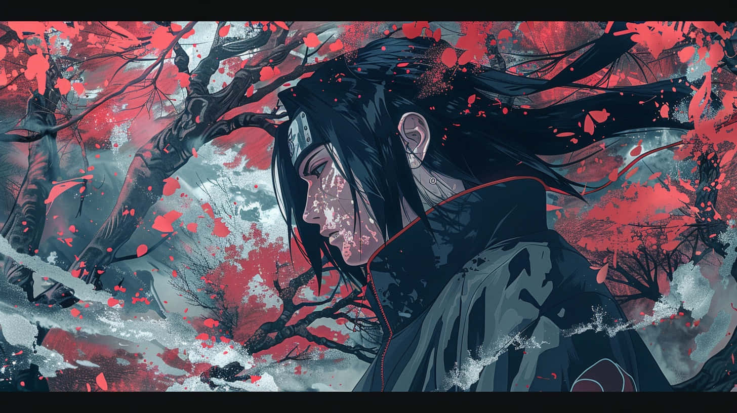 Itachi Uchiha Redand Black Artwork Wallpaper