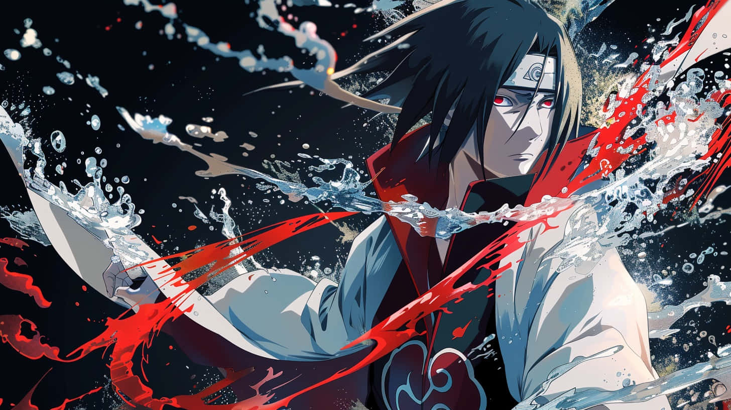 Itachi Uchiha Waterand Blood Art Wallpaper