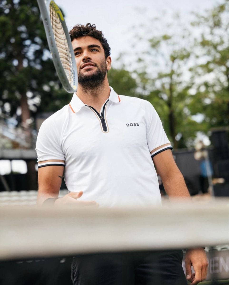 Italian Professional Tennis Star, Matteo Berrettini, In Action Wallpaper