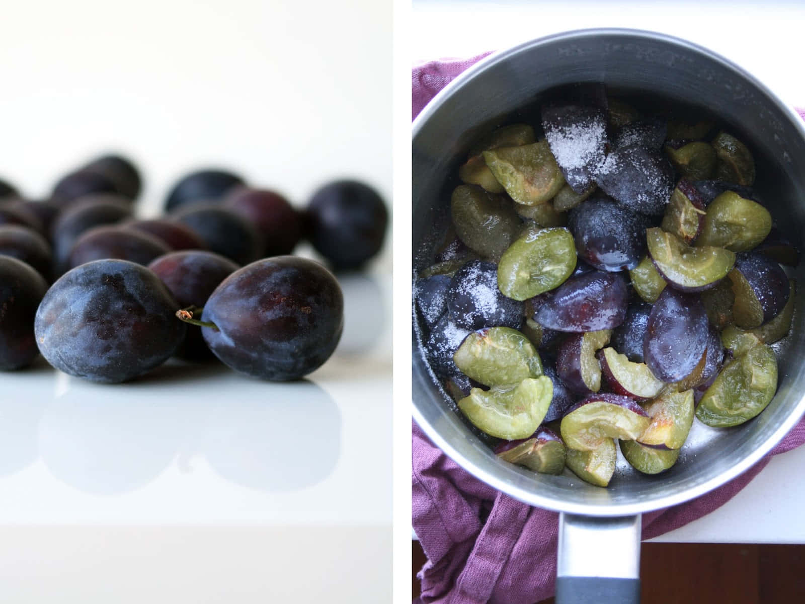 Italian Prune Plum Fresh Fruits Vs. Sweetened Cuts Wallpaper