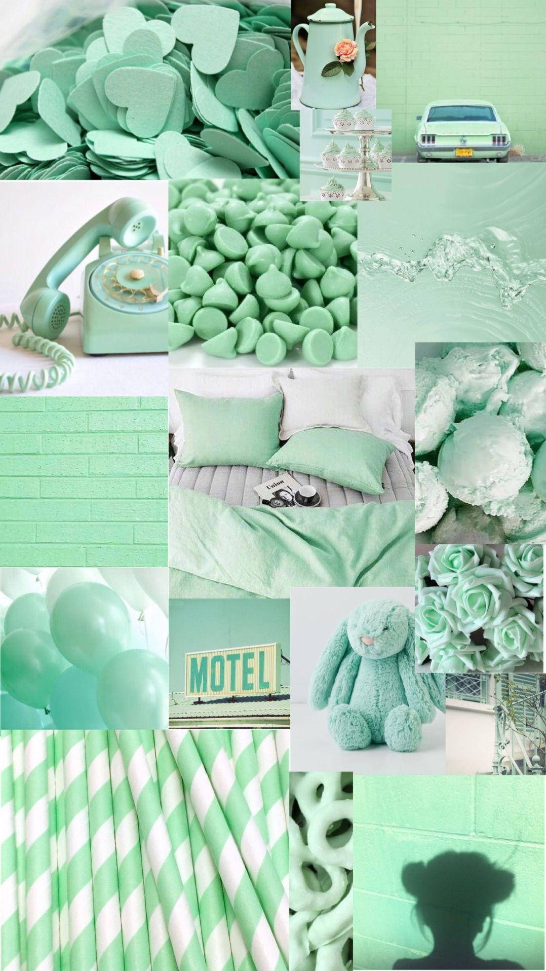 Items In Pastel Green Aesthetic Laptop Wallpaper