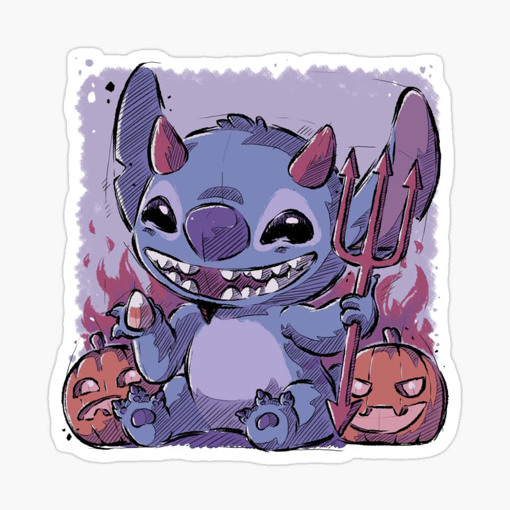 It’s A Spooky Halloween Night For Lilo And Stitch! Wallpaper