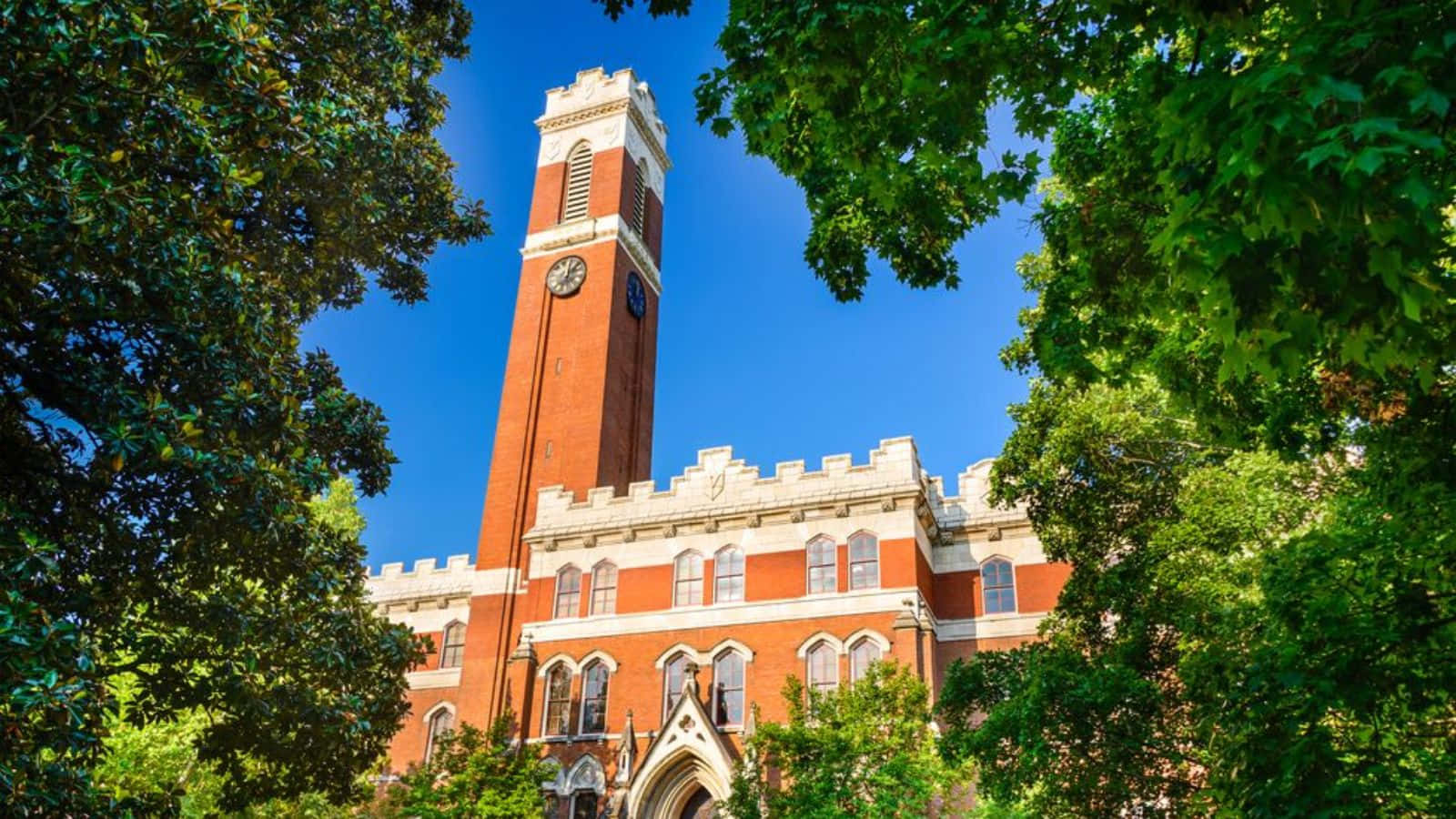 Ivy League Style University Clock Tower Wallpaper