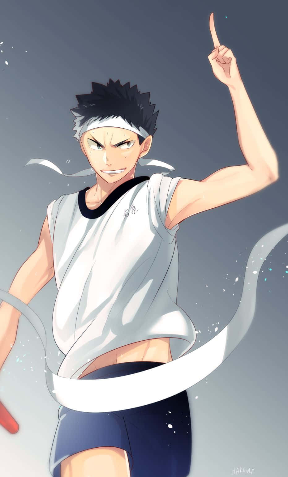 Iwaizumi Hajime Striking A Confident Pose In Stylish Attire Wallpaper