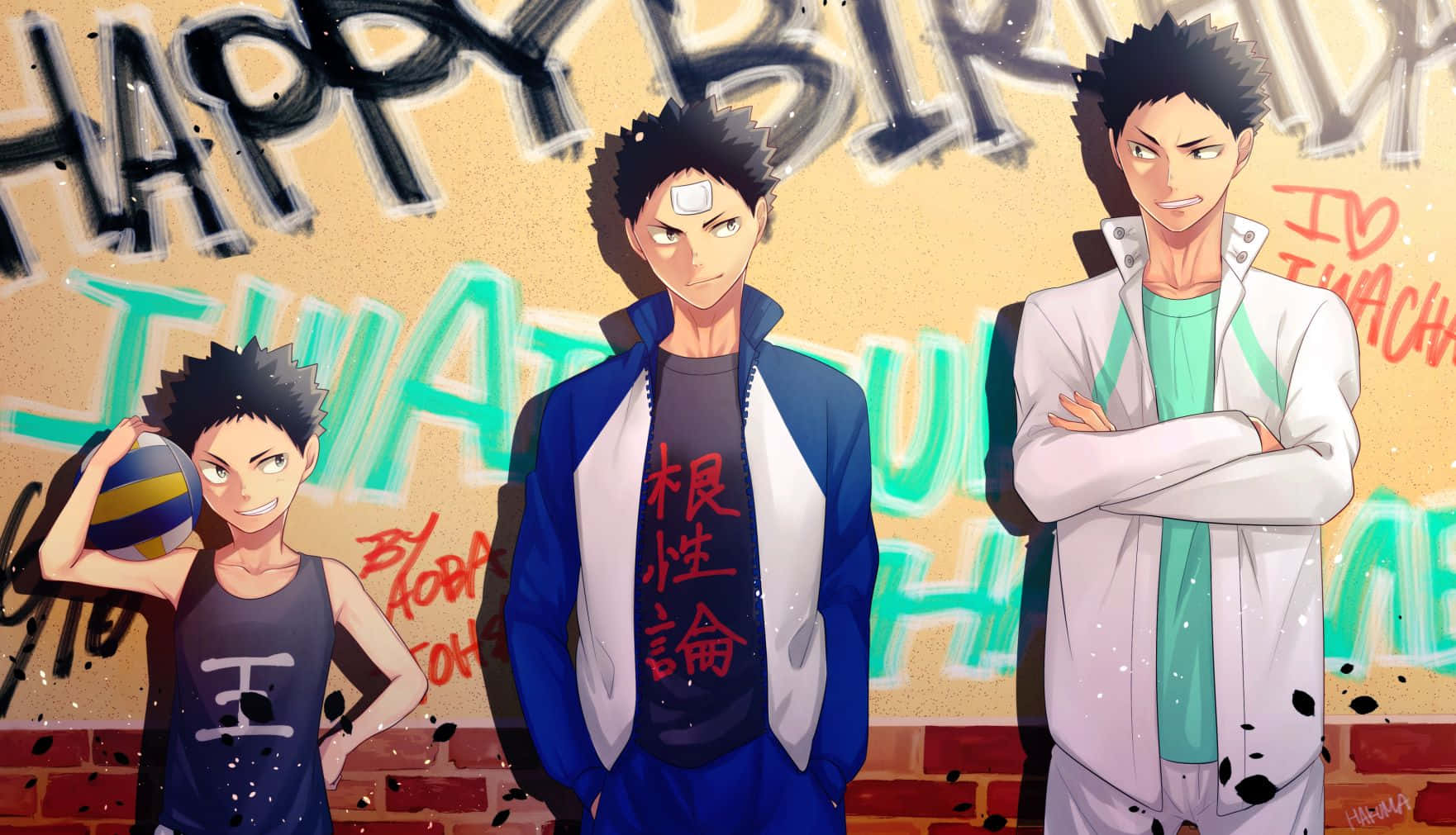 Iwaizumi Hajime Striking A Powerful Pose In A Cool And Dynamic Setting Wallpaper