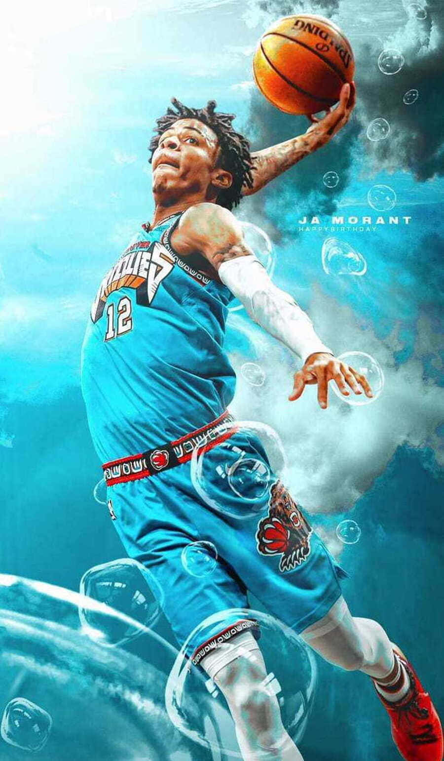 Ja Morant Artistic Basketballi Phone Wallpaper Wallpaper